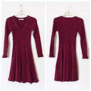 JUSTFAB  Fit and flare long sleeve knit dress